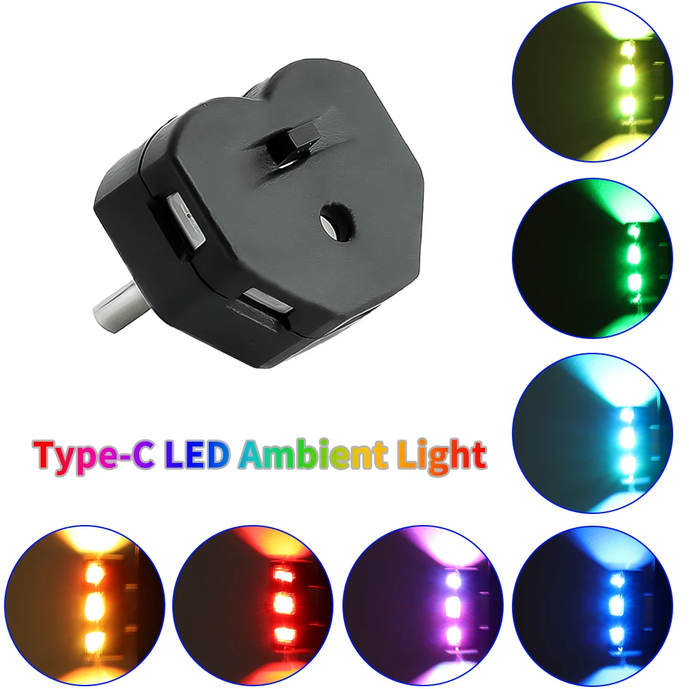 Mini Type-C LED RGB multifunctioneel omgevingslicht 8 kleuren veranderlijk 5V voor autocomputer en powerbanks verschillende apparaten