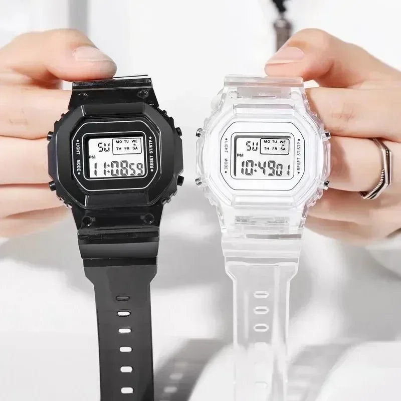 Reloj electrónico transparente a la moda para mujer y hombre, reloj LED deportivo, reloj de pulsera electrónico resistente al agua, relojes para niñas, regalo para estudiantes
