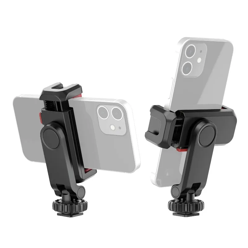 ST-06S 360 °   Botas frias de cabeça dupla ajustáveis, botas quentes com clipe para celular, câmera slr sem espelho e suporte fixo para celular