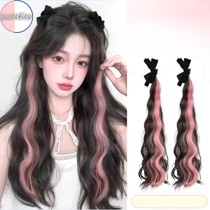 Modische Highlight Elf Ohr synthetische Perücke süße Prinzessin Kopf Schleife Clip-on lockiges Haar Pferdeschwanz Perücke für Frauen