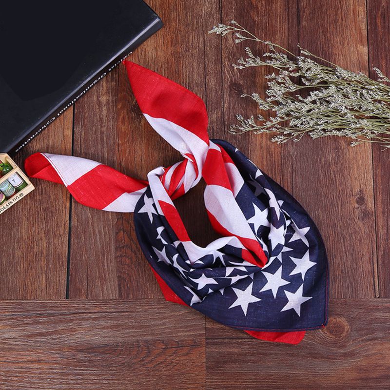 652F Bandana Kerchief Hip Hop Cờ Mỹ Sọc Tóc Cổ Khăn Mũ Đợi Đầu Đa Năng