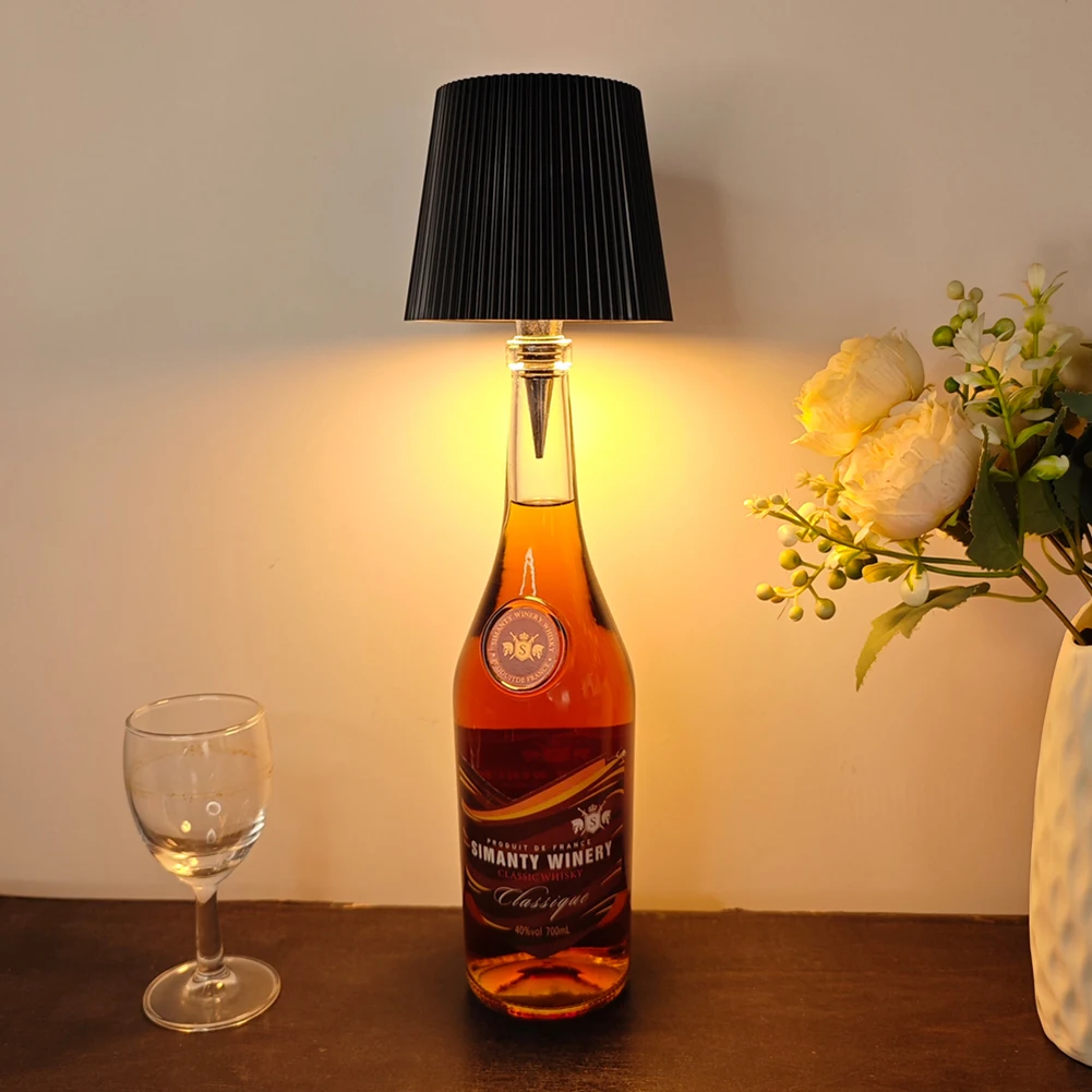 Lámpara LED para botella de vino, botella de vino, 3 colores, regulable, recargable, Bar, cafetería, atmósfera, luz nocturna, Control táctil, luz de escritorio