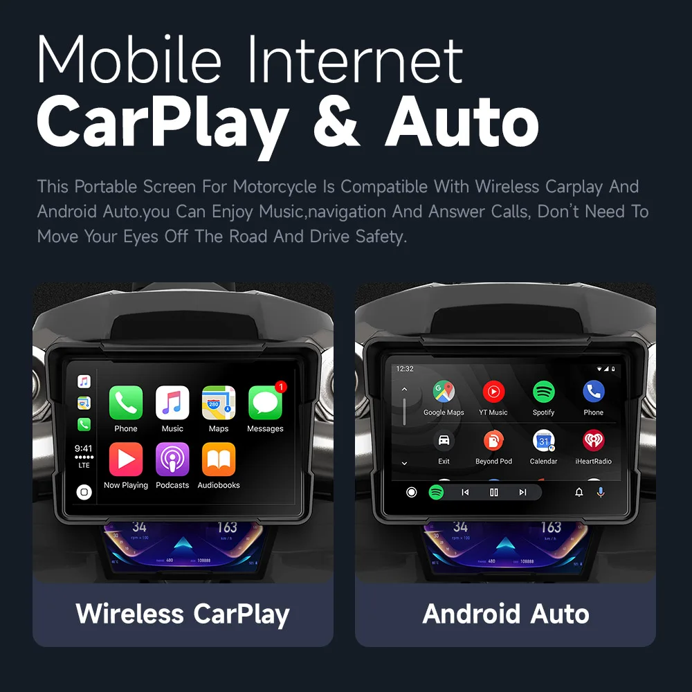 Jiuyin 5Inch Motorcycle Navigation Gps Hd Dual Video Recording Smart Wireless Apple Carplay Android Ipx7 Waterproof