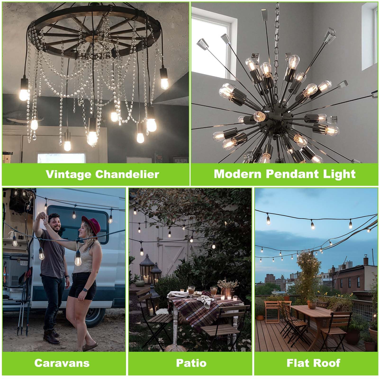 25PCS S14 2W Kunststoff LED Filament Glühbirnen E27 Basis Bruchsicher Outdoor String Licht Ersetzen Glühbirne Für Hochzeit party Garten