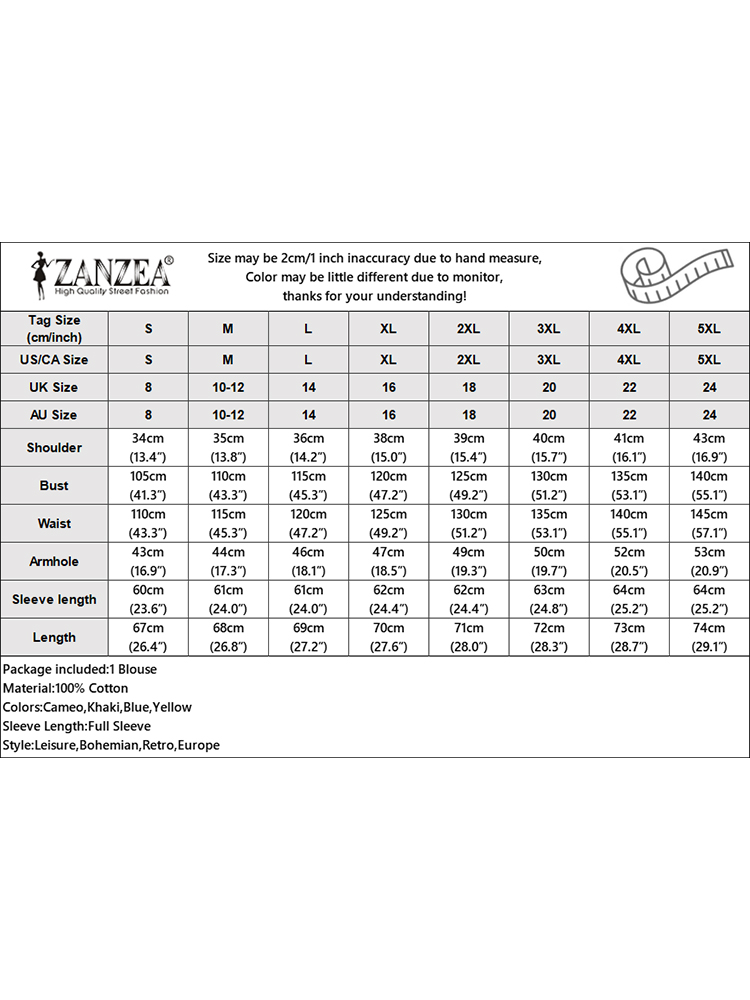 2024 ZANZEA 女性花柄プリントブラウスボヘミアンホリデートップスヴィンテージ長袖ワークシャツカジュアルコットンシュミーズ女性 Blusas