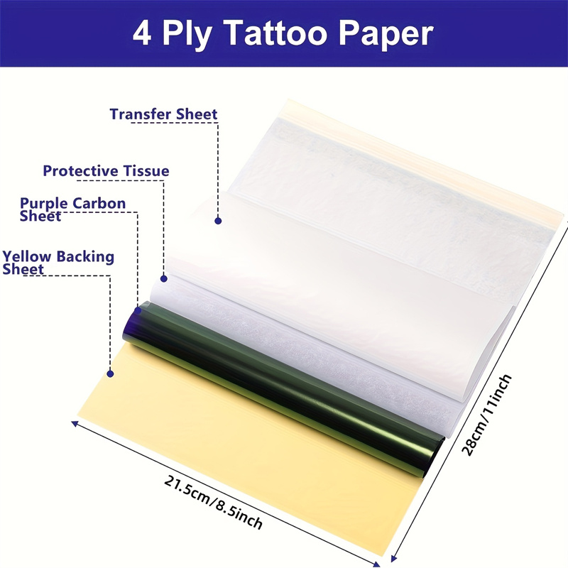 10 pièces/25 pièces Lot papier de transfert de tatouage papier de transfert de tatouage 4 couches format A4 outil copieur de tatouage pour tatoueurs fournitures de tatouage