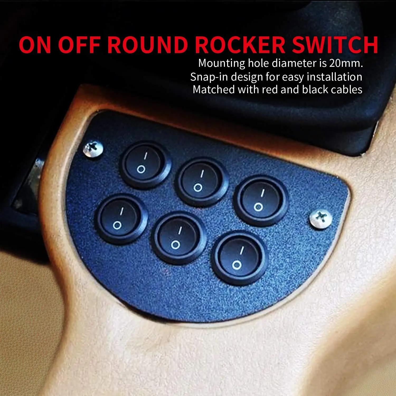 DaierTek 5 uds interruptores basculantes redondos ON Off SPST 20mm Mini 12 voltios CC Mini interruptor de palanca circular 12V para coche automotriz RV 2 pines