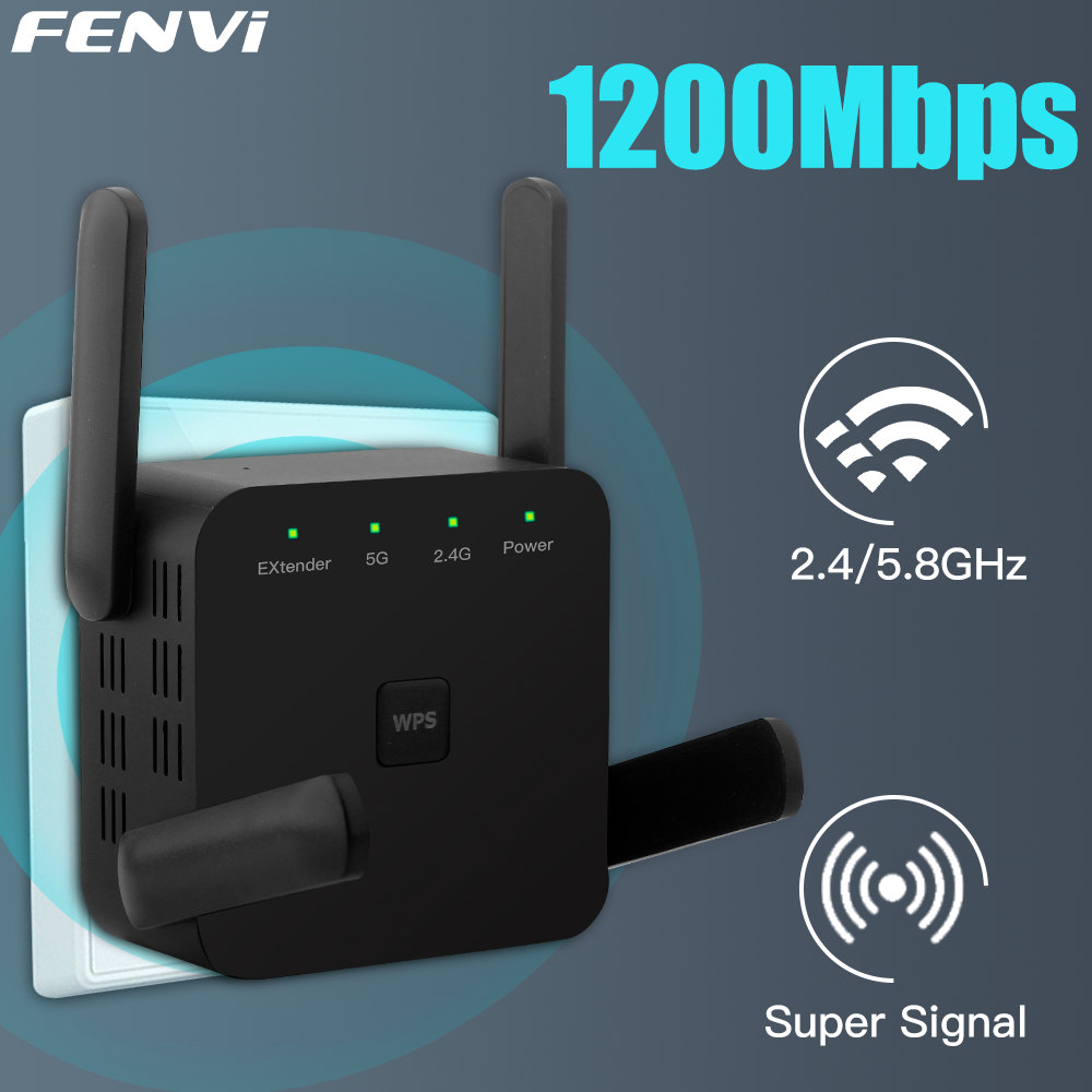 FENVI 5Ghz 1200Mbps WiFi repetidor enrutador WiFi extensor amplificador de doble banda 2,4G/5GHz red de largo alcance Wi-Fi amplificador de señal AP