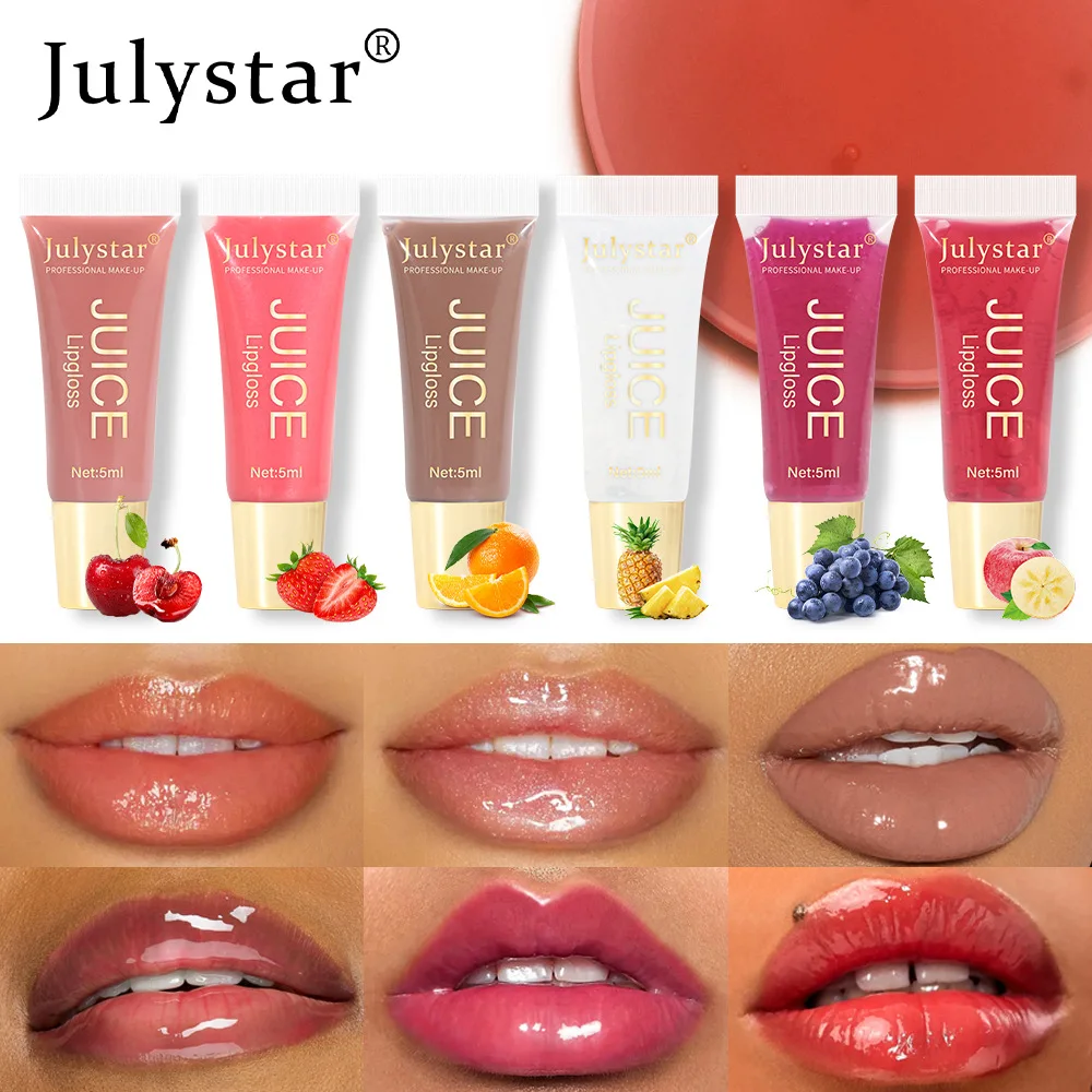 Julystar-Óleo Labial Hidratante de Longa Duração, Sabor Frutas, Pudim, Água Radiante, Mel, 6 Cores