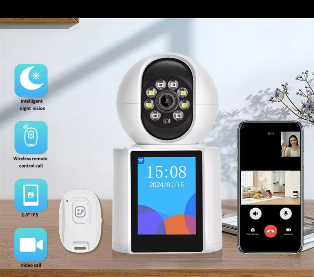 V360 pro 2K 5MP WiFi Camera CD CARD/2.4 Inch Screen Video Call Answer AI Detect Two Way Audio Color Night Vision 2MP Indoor