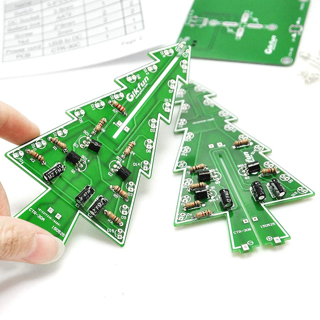 DIY Christmas Tree LED Color Flash Kit Christmas DIY Decorations for Children 3D Electronic Set Flashing LED Pcb Solder Tool