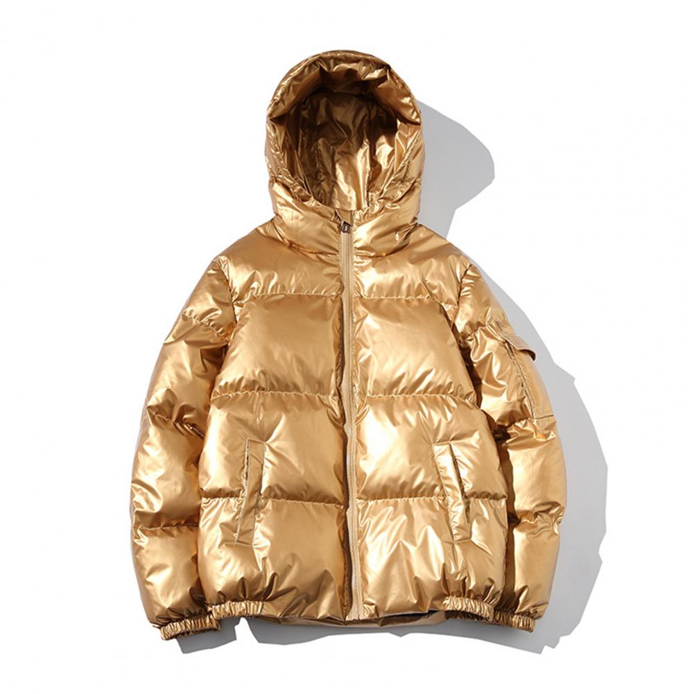 Bright พื้นผิวผู้ชาย Parkas Hooded ผ้าฝ้ายเบาะฤดูหนาวเสื้อลําลองชาย Hip Hop Coat ชาย Parkas Thicken Overcoat Winter Coat
