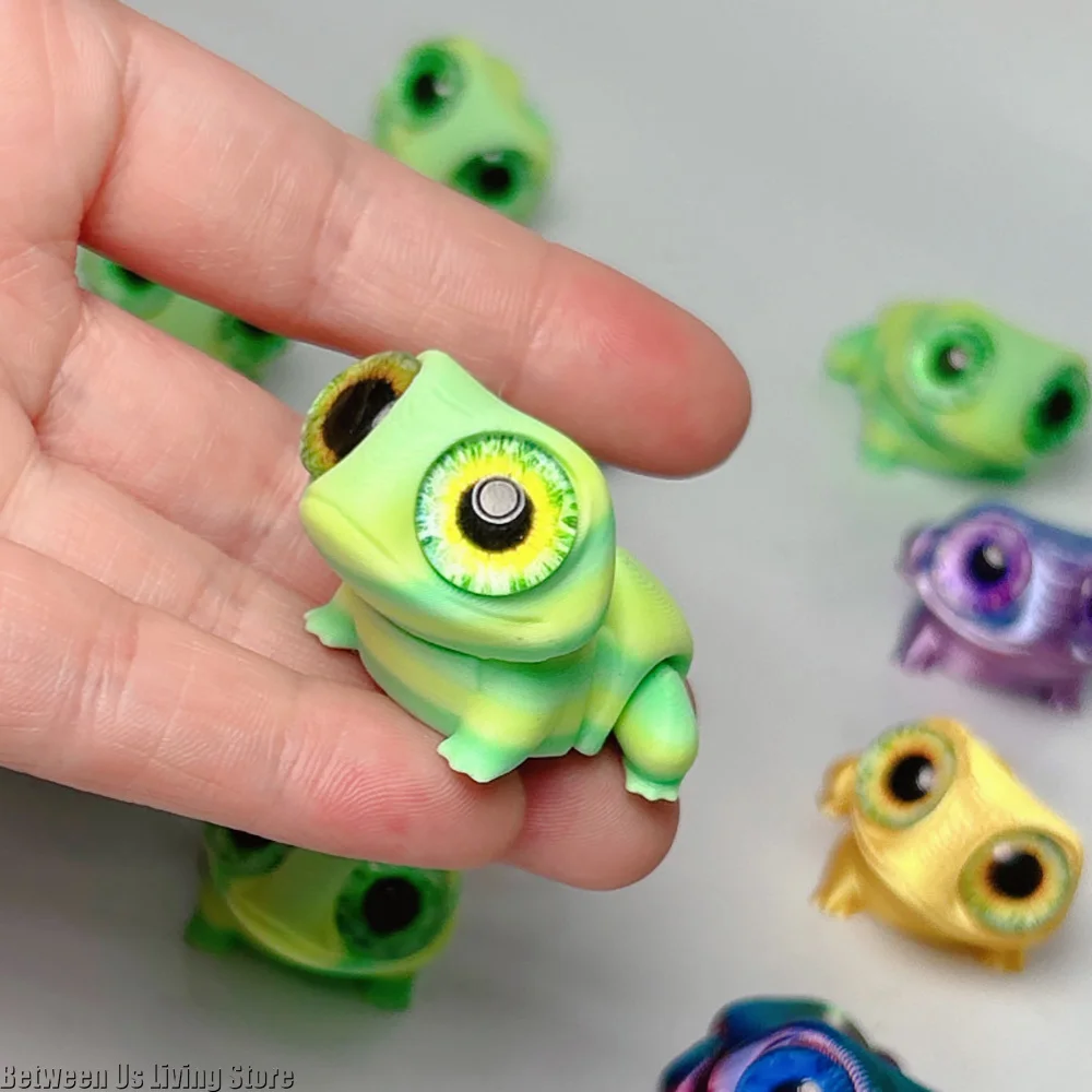 Katak Kawaii Bergerak Multi-sendi Cetak 3d dengan Mata Besar untuk Ruang Tamu Dekorasi Rumah Aksesori Hadiah Anak-anak
