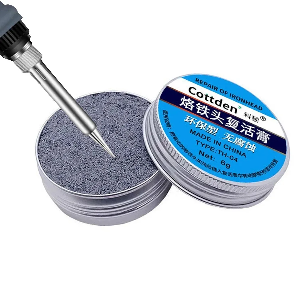 Crema de soldadura de estaño antiadherente, refrescante de punta de soldador, pasta limpia para cabezal de óxido, activador oxidativo de resurrección, 5/1 Uds.