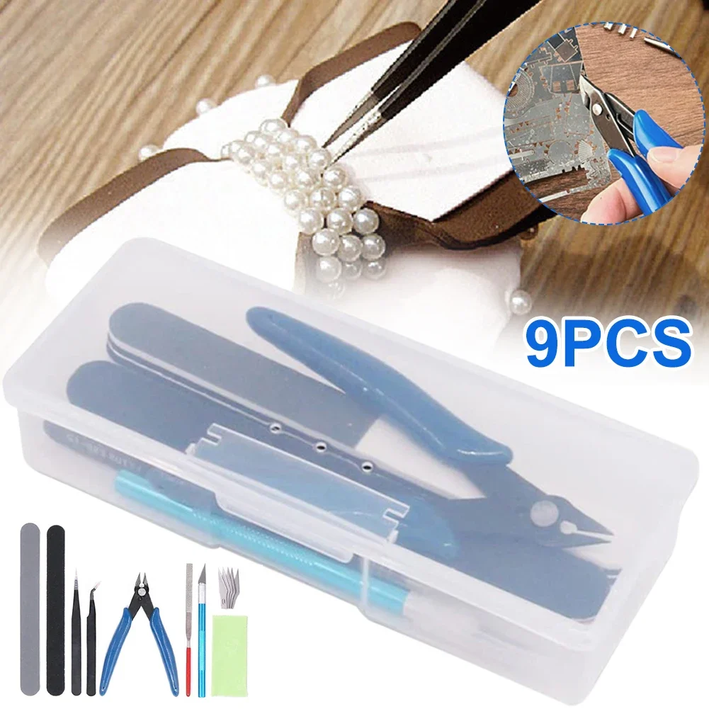 9pcs Model Basic Tools for Gundam Craft DIY Model Car Hobby Building Repairing Assembly Tool Beginner Handmade Scissors Tweezers