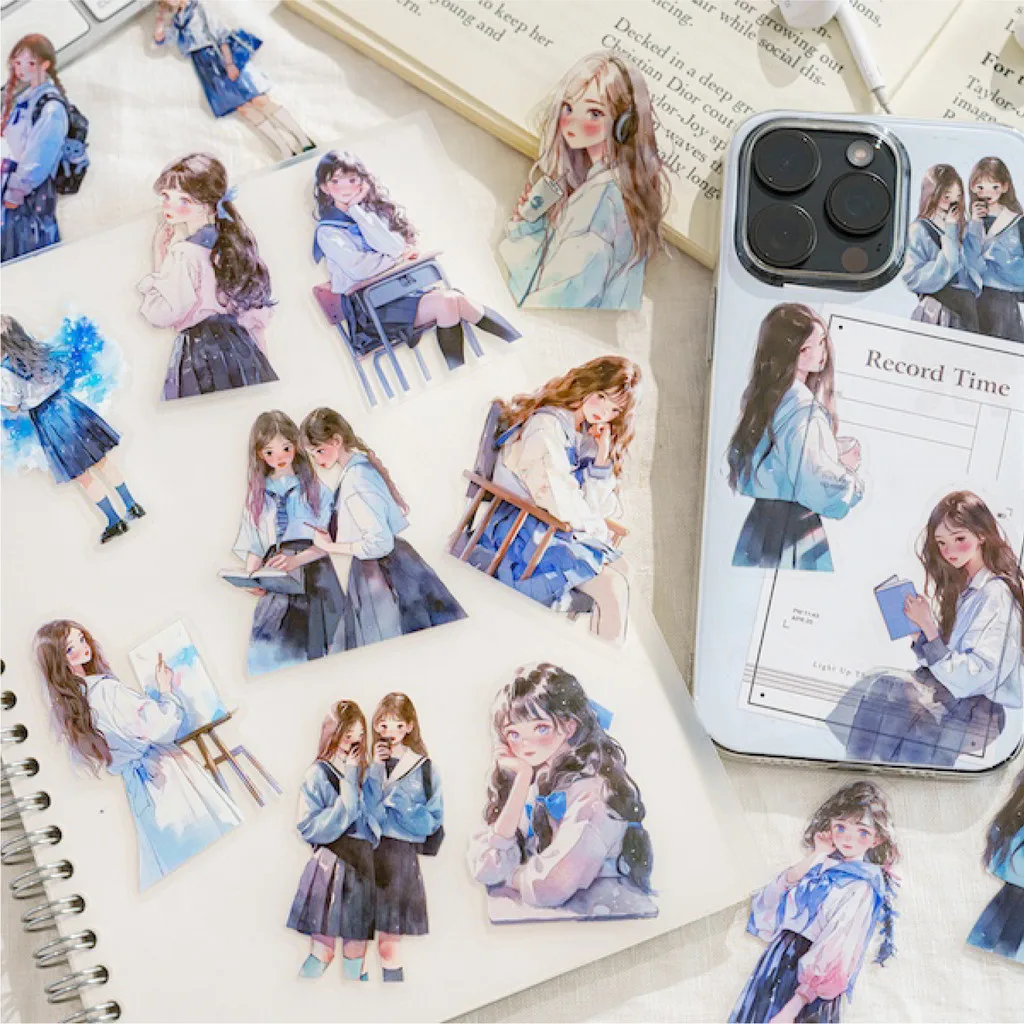 30 ピース/パックかわいい漫画の女の子ステッカー DIY スクラップブッキングコラージュジャンクジャーナルクリエイティブ文具クラフトステッカー
