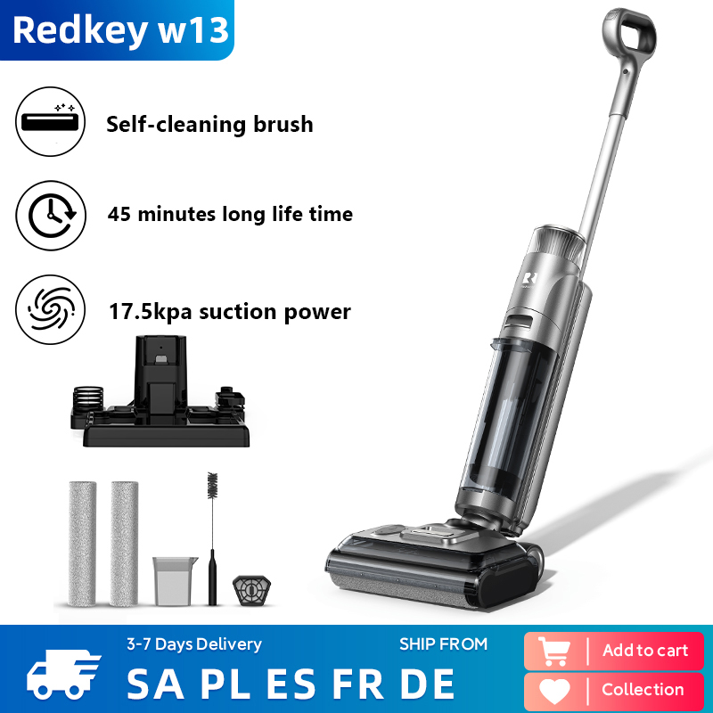 Redkey-W13 Wireless Wet and Dry Vacuum Cleaner, Multi-Surface Smart Cordless Mop, Floor Washer, Household Self-Cleaning