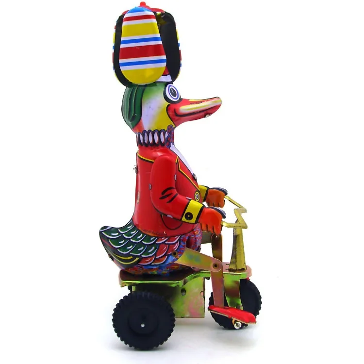 [[Ngộ Nghĩnh] Trưởng Thành Bộ Sưu Tập Retro Gió Lên Đồ Chơi Kim Loại Tín Vịt Trên Xe Đạp Robot Cơ Đồng Hồ Đồ Chơi Hình Mẫu trẻ Em Quà Tặng Bé Gái
