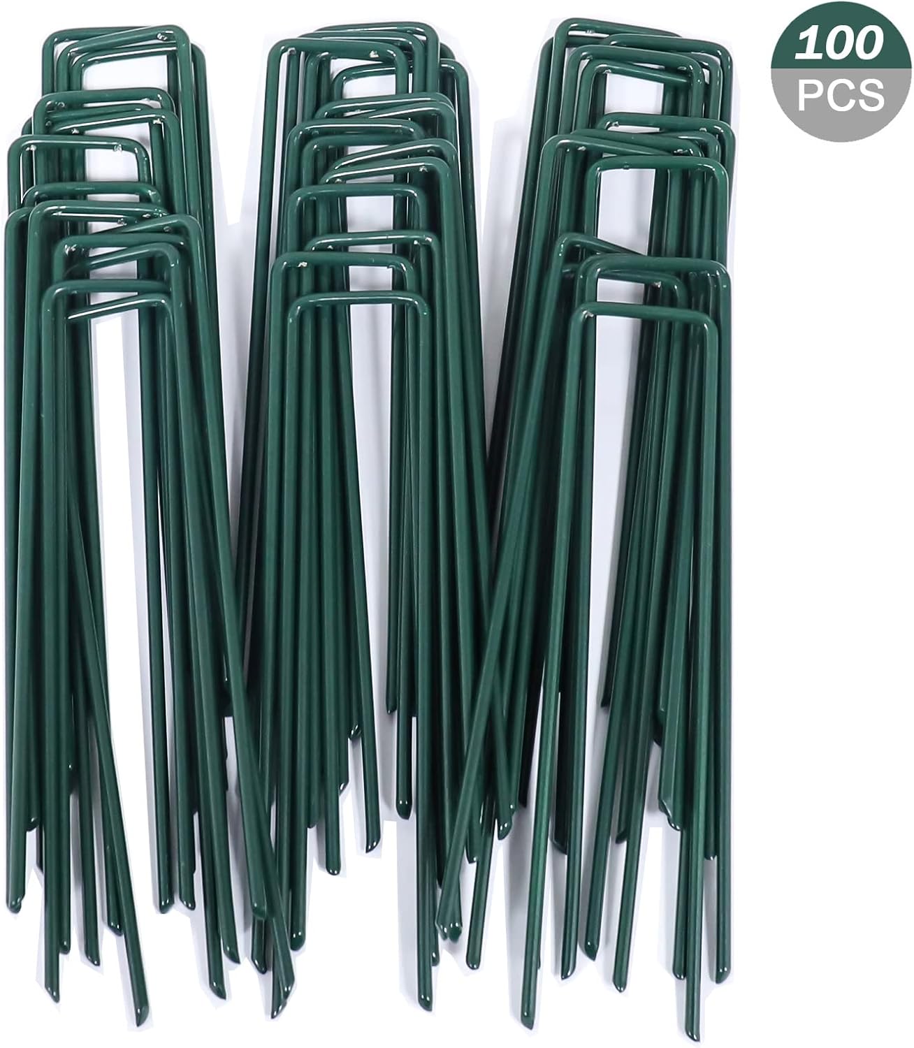 100 Uds Grapas para Jardin Verde, Claos Cesped Artificial, Piquetas para Cesped Galvanizado Artificial, Grapas Cesped Artific