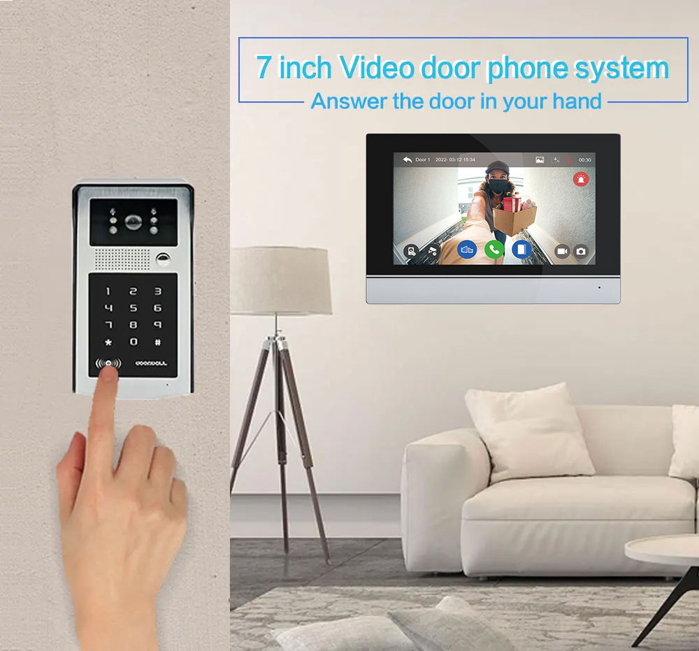 Hot Sell Tuya Wifi 7 Zoll Touchscreen Video Intercom Kit für Familie HD Video Tür sprechanlage Passwort/App entsperren Türklingel Kamera