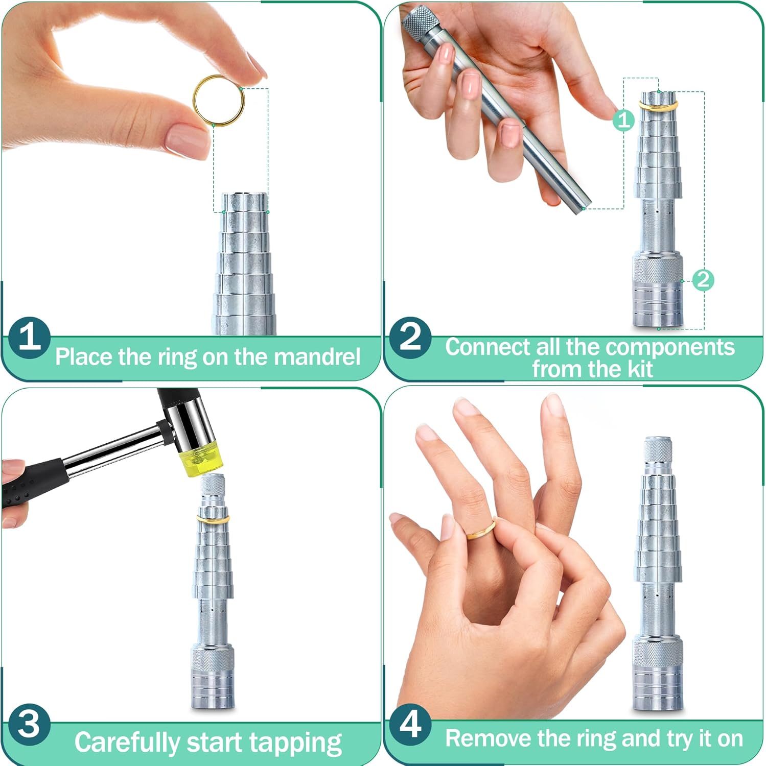 Ring Brancard Vinger Ring Maatregelaar Trouwring Ring Extender Ring Sizer Kit Sieraden Maken Gereedschap Ringmaat Expander