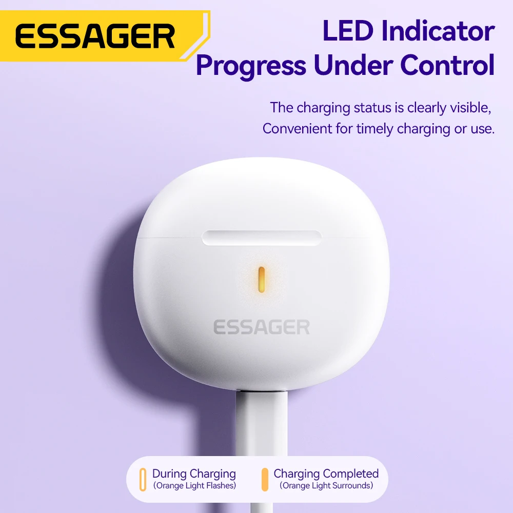 Essager-auriculares inalámbricos Bluetooth 5,3, miniauriculares TWS con estuche de carga, micrófono semi-in-ear para todos los teléfonos