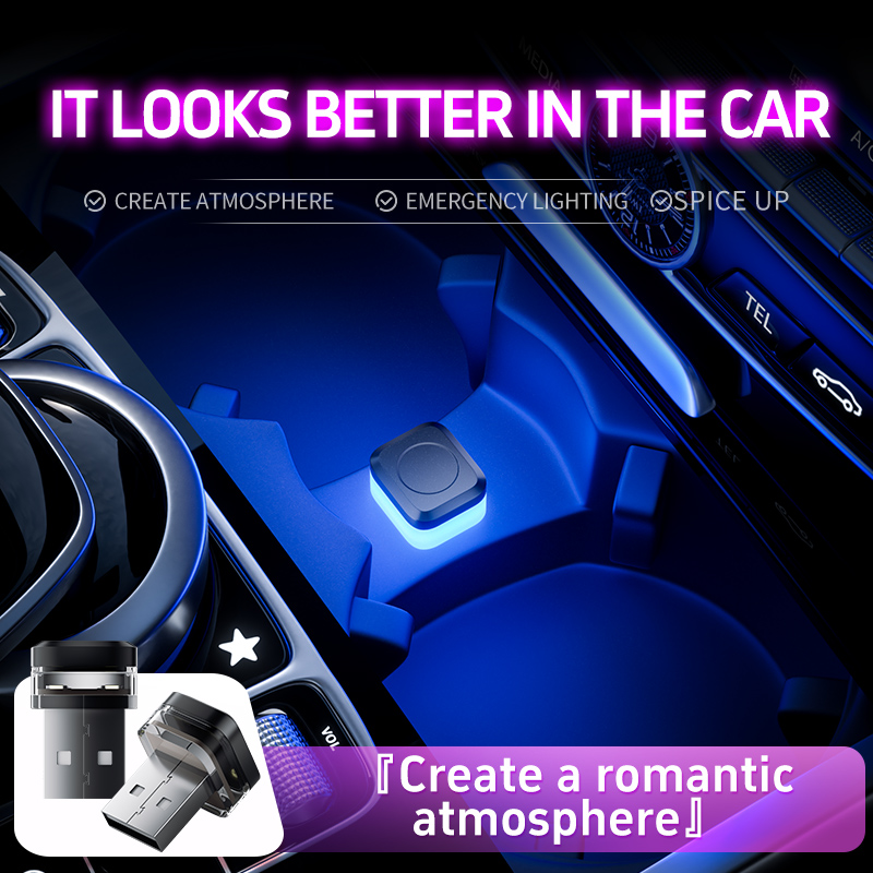 Nuevo USB Interior del coche luz de ambiente ambiental luces de señal LED lámpara de lectura automática decoraciones luces nocturnas accesorios interiores
