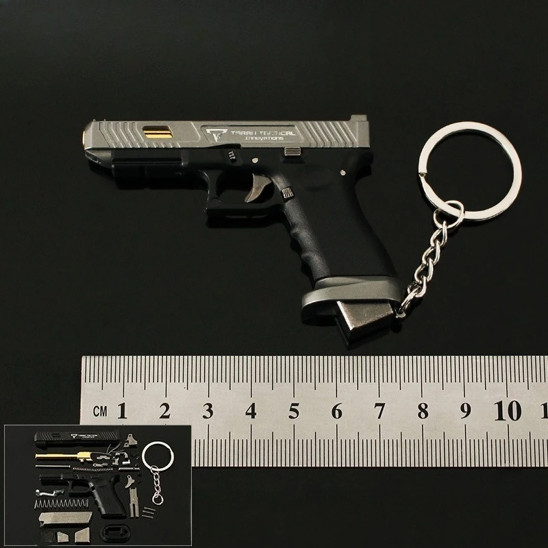 7cm/2.75in Game Peripheral TTI G34 Glock Toy Gun Keychain 1:3 Removable Semi-alloyed Nylon Metal Pendant Models Boys Gifts Craft