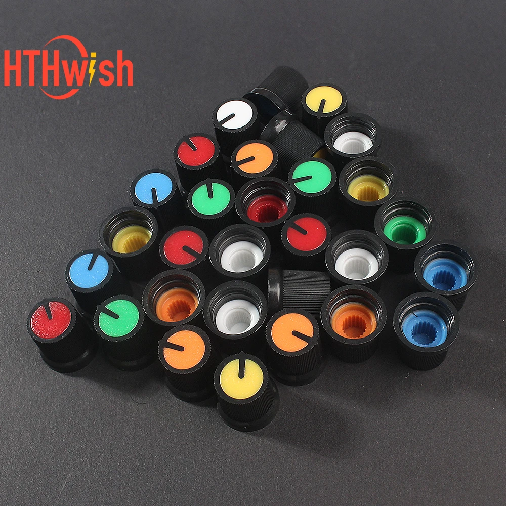 30PCS WH148 Potentiometer Knob 6 Color AG3 AG2 Rotary Switch Knobs Assorted Set,DIY Light Dimmers, Volume Control Knob Cap Kit