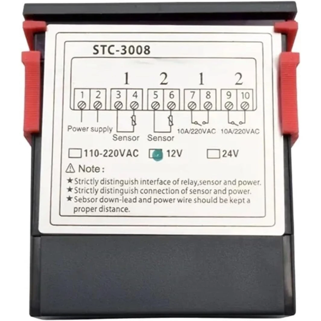STC3008 Dual Digital Temperature Controller Two Relay Output 12V 220V Thermoregulator Thermostat With Heater Cooler STC-3008