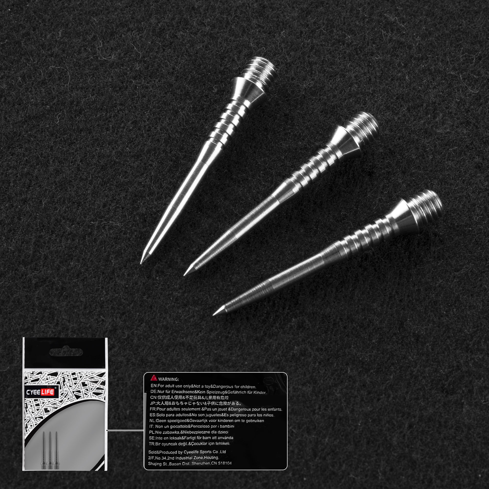 CyeeLife-Steel Dart Tips 3Packs Converter Points Adapter Points,Soft tip Darts Accessories 26mm/30mm/34mm