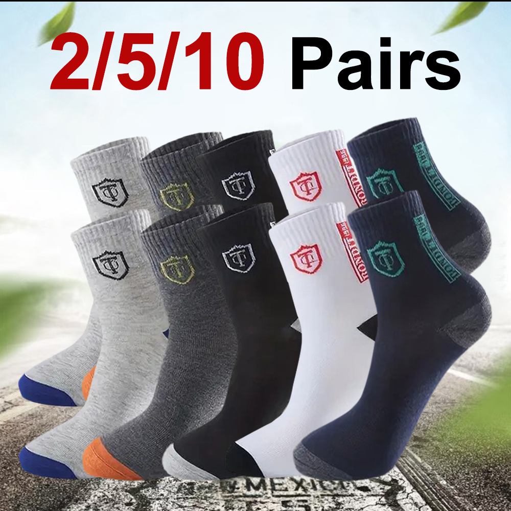 2/5/10 paia di calzini da uomo lavorati a maglia antiodore girocollo calzini sportivi che assorbono il sudore traspiranti morbidi e confortevoli calzini casual da lavoro