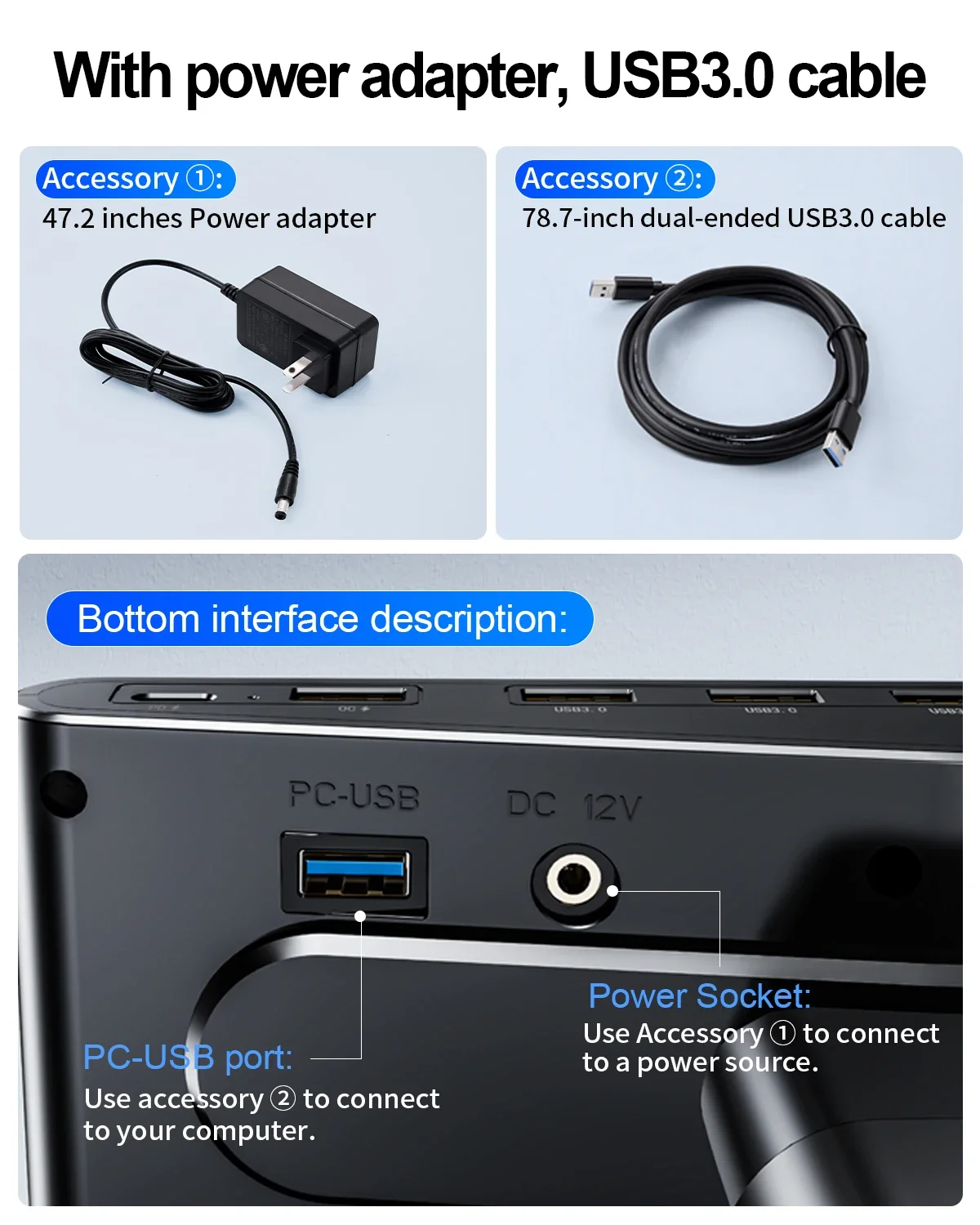 Eary คอมพิวเตอร์ขาตั้ง Riser 4.5-6.3 "ความสูงปรับได้พร้อมที่วางโทรศัพท์ 4 พอร์ต USB 3.0 Type-C สําหรับแล็ปท็อปคอมพิวเตอร์