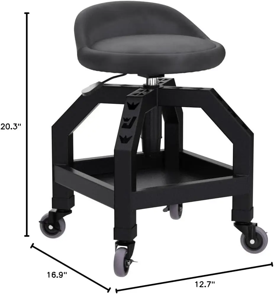 JEGS Heavy-Duty Swive Shop Stool 330 lb. Capacity | Steel Frame  Black Powder Coat Finish  22 in. to 27.50 in. Height Adjustment