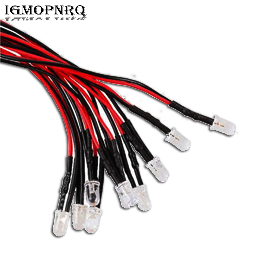 10PCS 5MM LED 24V 12V 3-6V With Line LED Light-emitting Diode/12V Line Length 20CM White Hair White Red Orange Yellow Green Blue