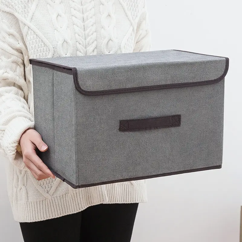 Piega la scatola portaoggetti in tessuto Non tessuto grigio forniture per la casa abbigliamento intimo calzino e cosmetici per l'organizzatore di giocattoli per bambini