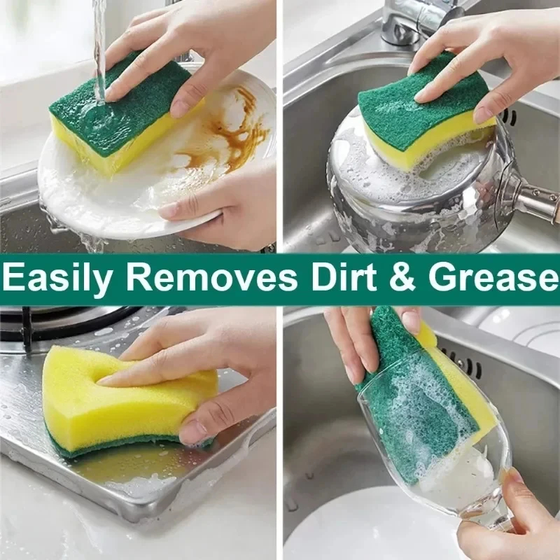 Heavy-Duty Double-Sided Magic Sponge: Tough Grease Cleaner for Motorcycles, Pots & Kitchen Surfaces