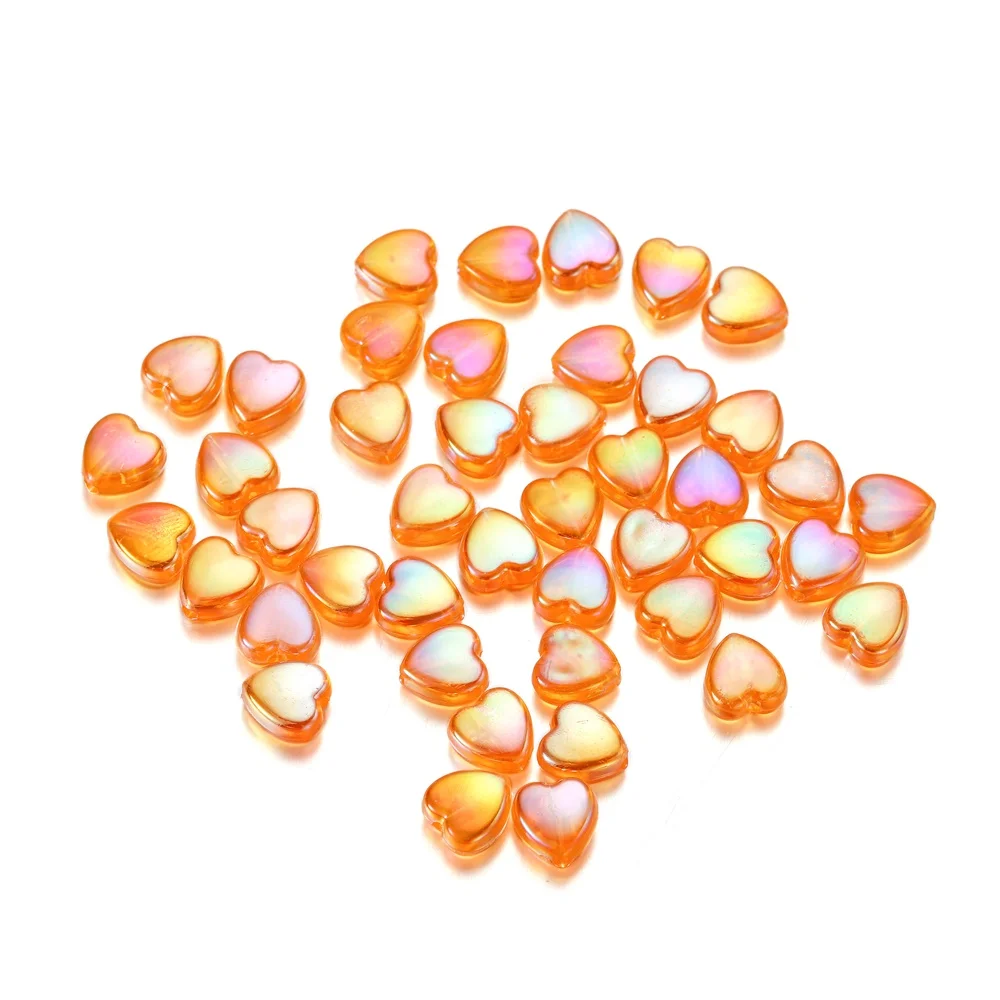 50/100 pçs 9mm ab cor coração grânulo colorido acrílico espaçador contas soltas para diy pulseira colar jóias fazendo descobertas suprimentos