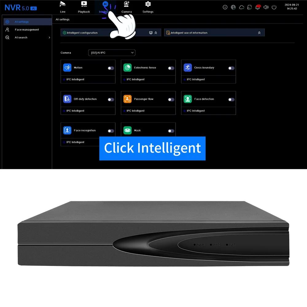 OEM 4K 8-канальная система сравнения лиц PoE NVR AI Обнаружение камеры безопасности 8MP 10-канальный сетевой видеорегистратор Plug and Play