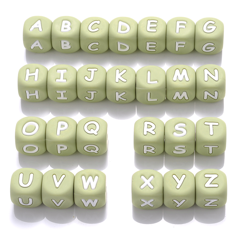 Clearance_12mm 26 pezzi perline con lettere in silicone 15 colori alfabeto colorato perline da masticare in silicone per catena con clip ciuccio non scegliere