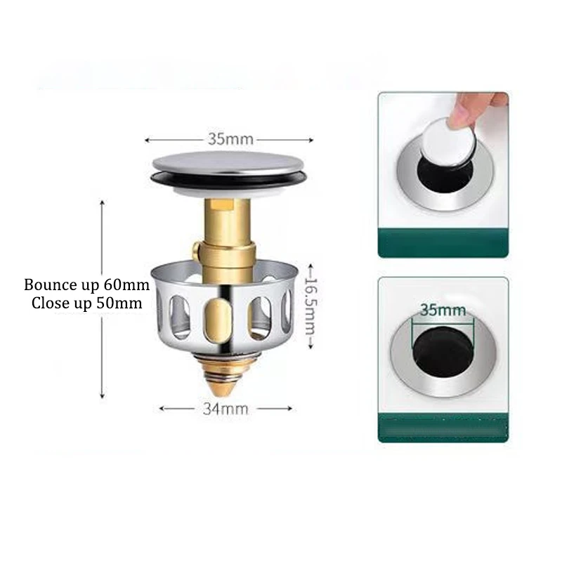 Drenos de bacia universal válvula de filtro de metal pop-up escorredor rolha de resíduos banheira filtro plug coletores de cabelo acessórios do banheiro