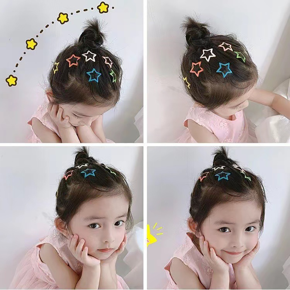 Grampos de cabelo coloridos estrela bb para meninas crianças adorável cabelo decorar grampos presilhas headwear crianças acessórios para o cabelo