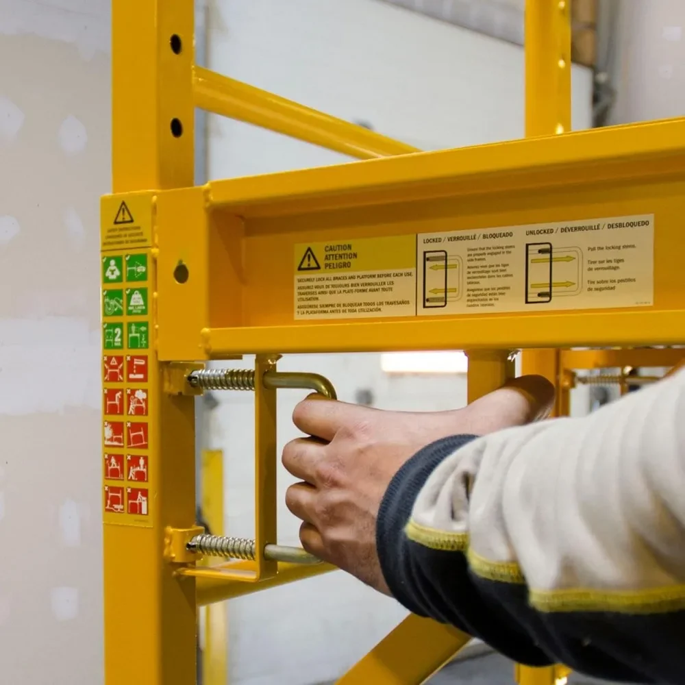 Baker Adjustable Steel Platform Jobsite Series 6 Feet Tall Mobile Scaffolding Ladder with Locking Caster Wheels