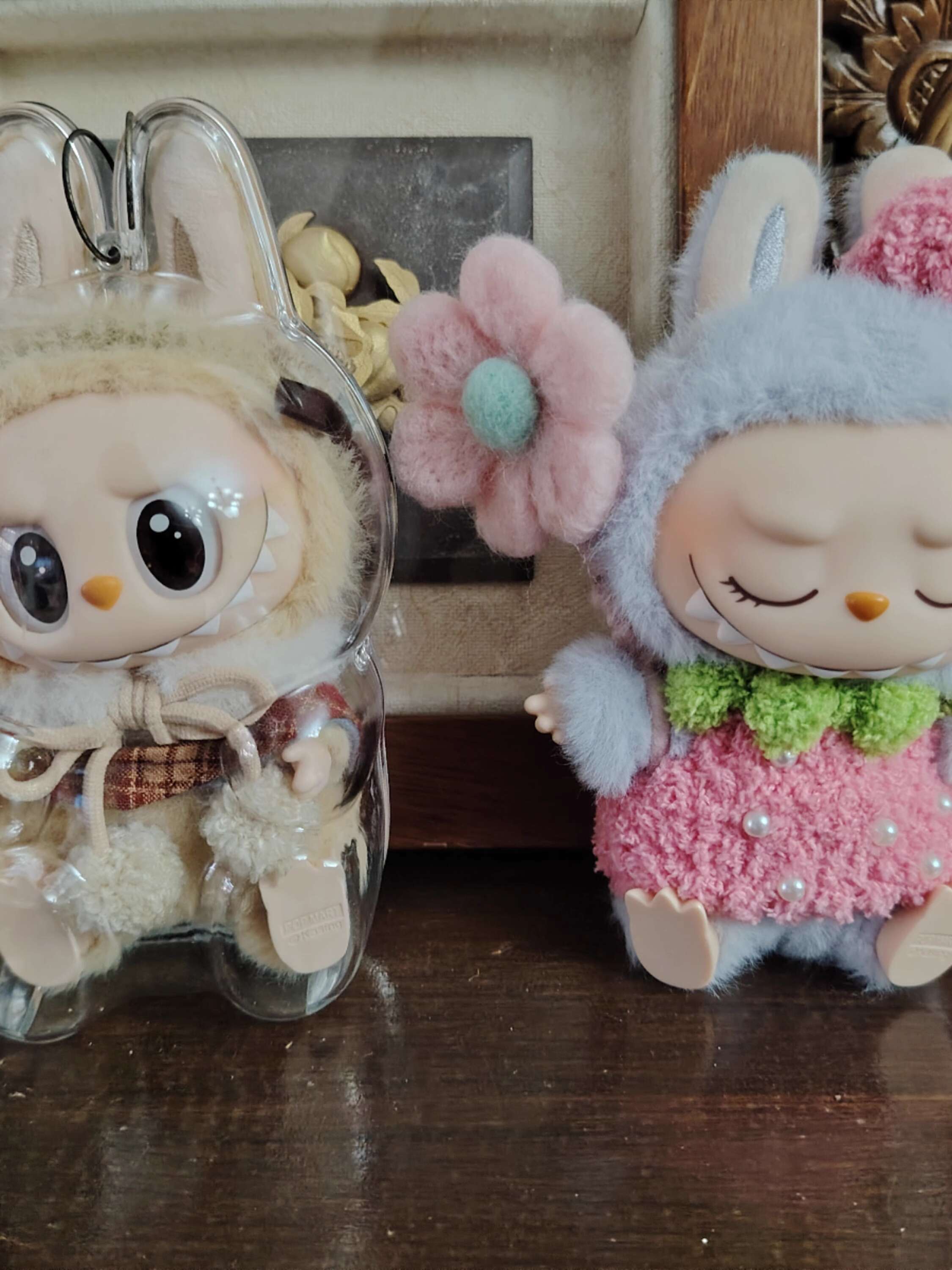 17 см кукла Labubu, одежда, кулон, Macaron v1 v2, вязаный комплект с клубникой, милая мини-плюшевая кукла, одежда, аксессуары, одежда