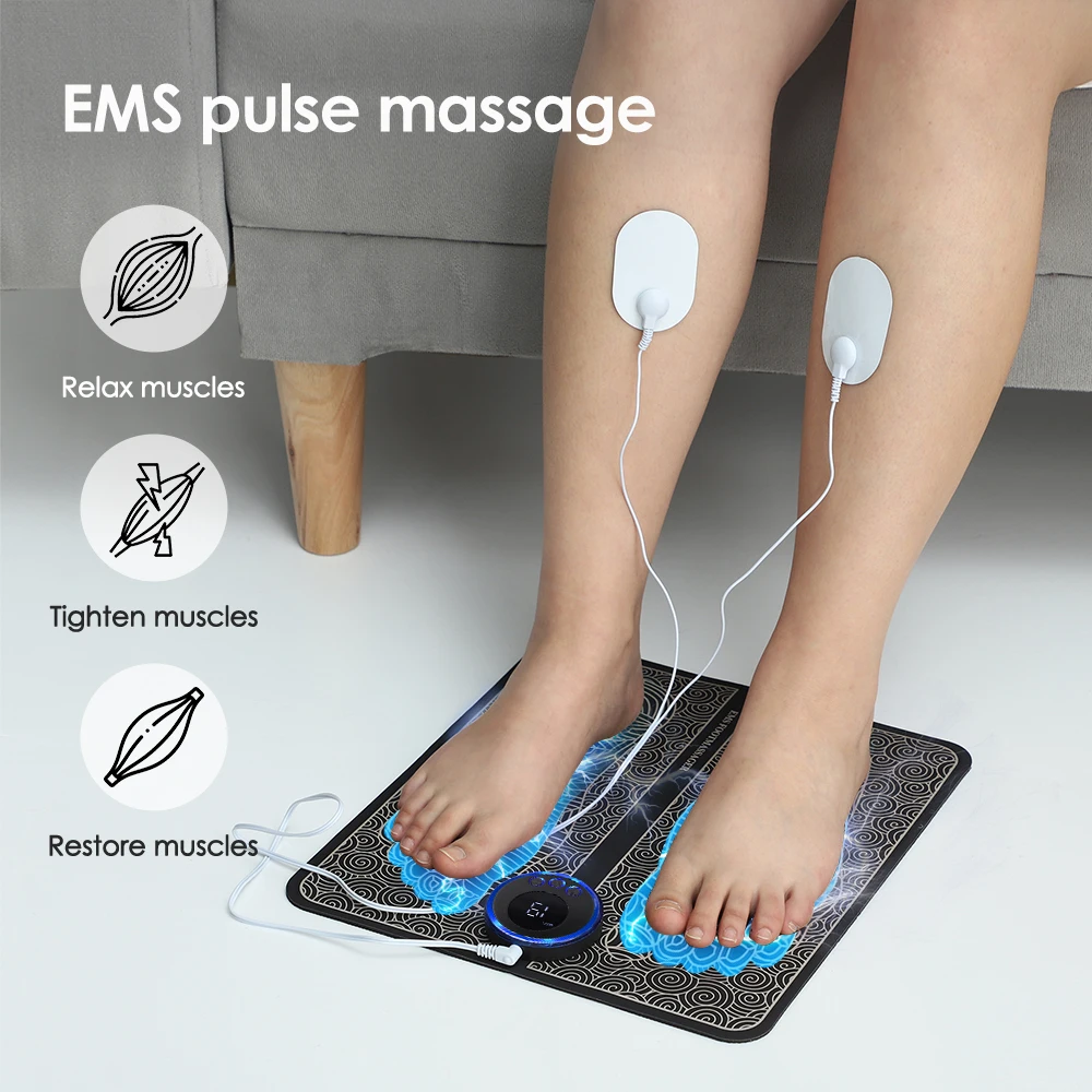 Almofada massageadora de pés elétrica ems, relaxamento dos pés, pontos de acupuntura, massagem nos pés, choque, estimulação muscular, melhora a circulação sanguínea plantar