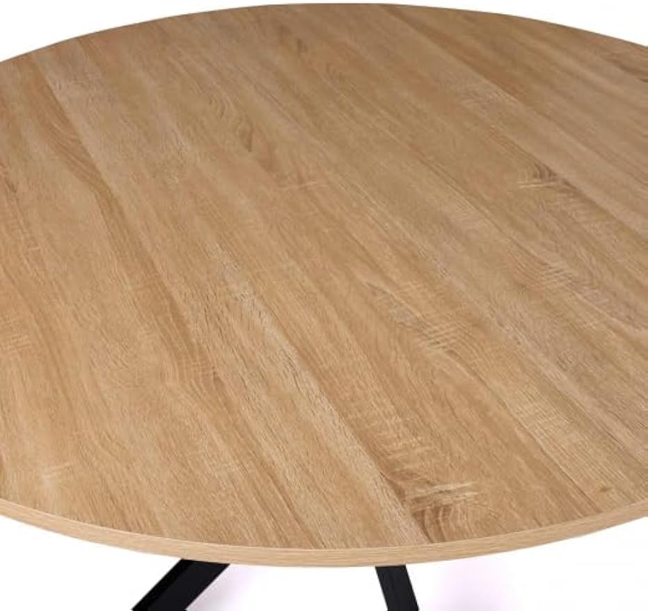 Mesa de comedor redonda para 4-6 personas, pastel en forma de araña, madera y negro