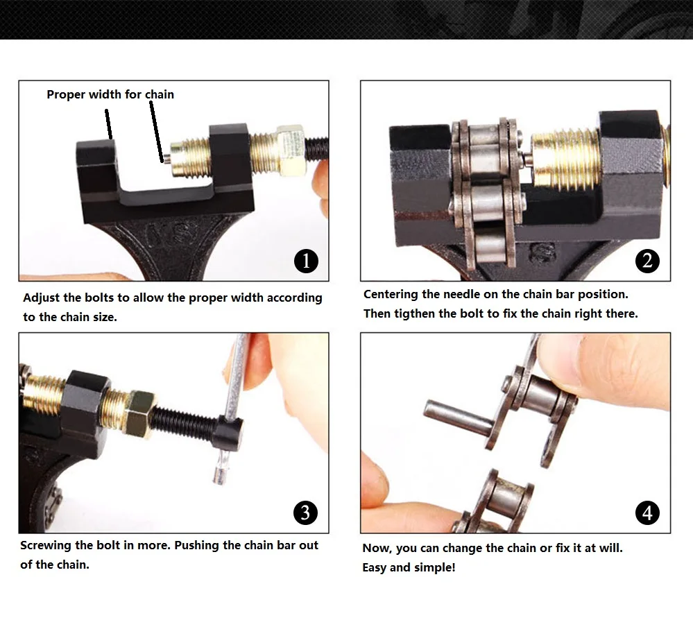 Ferramenta divisora de remoção de elo de disjuntor de corrente de motocicleta 420 428 520 530 ferramenta de rebitagem de cortador de corrente para correntes 420-530