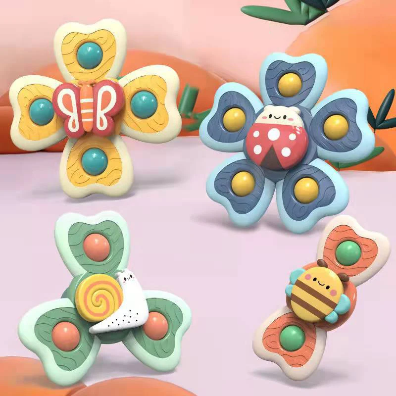 ดูดถ้วย Spinning Top ของเล่นแมลง Sucker Spinner ของเล่นสําหรับเด็ก, หน้าต่างเก้าอี้สูงถาด Bath ตารางเครื่องบิน Travel ของเล่น