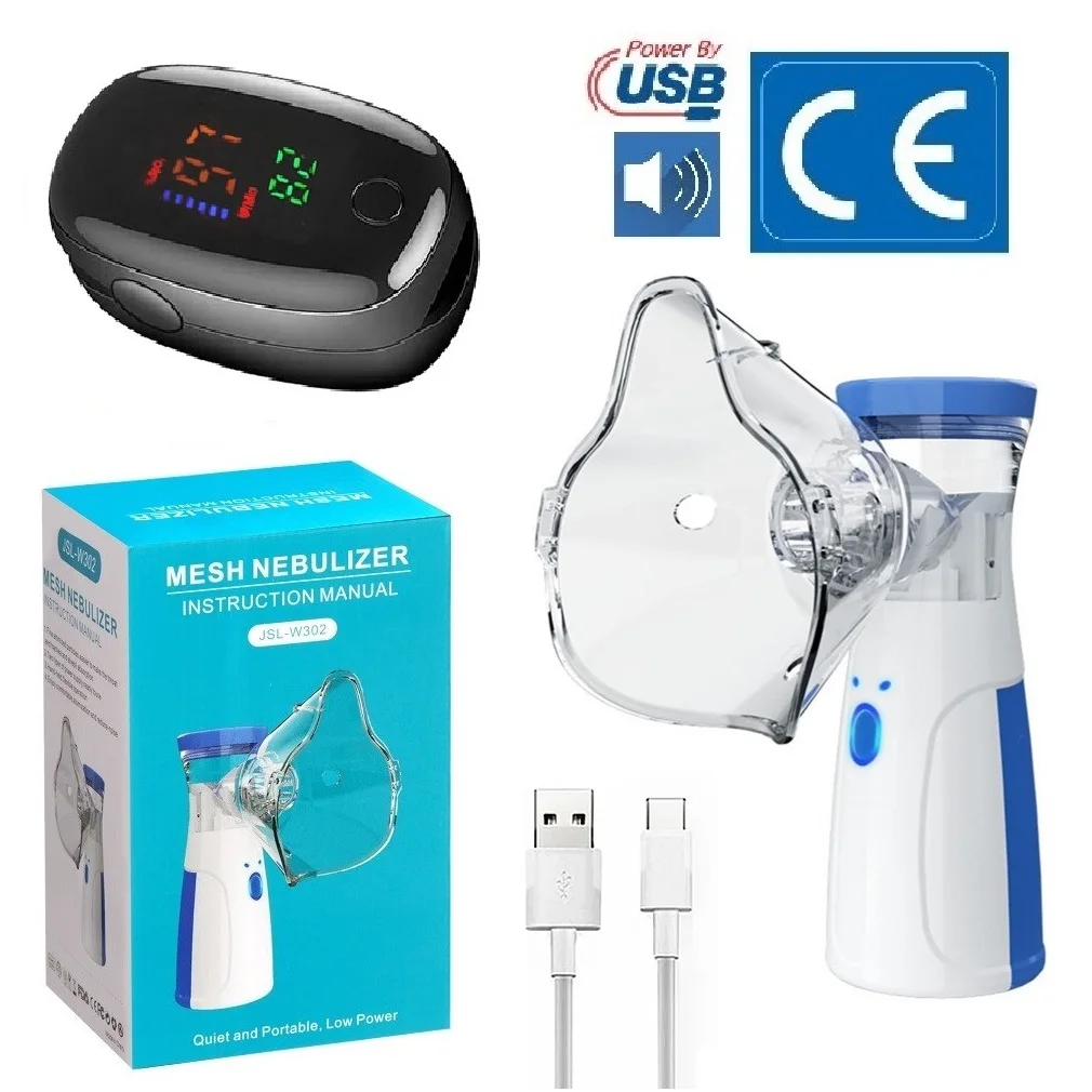 Oxímetro de salud nebulizador de inhalación portátil atomizador de malla inhalador nebulizador inhalador para niños adultos nebulizador
