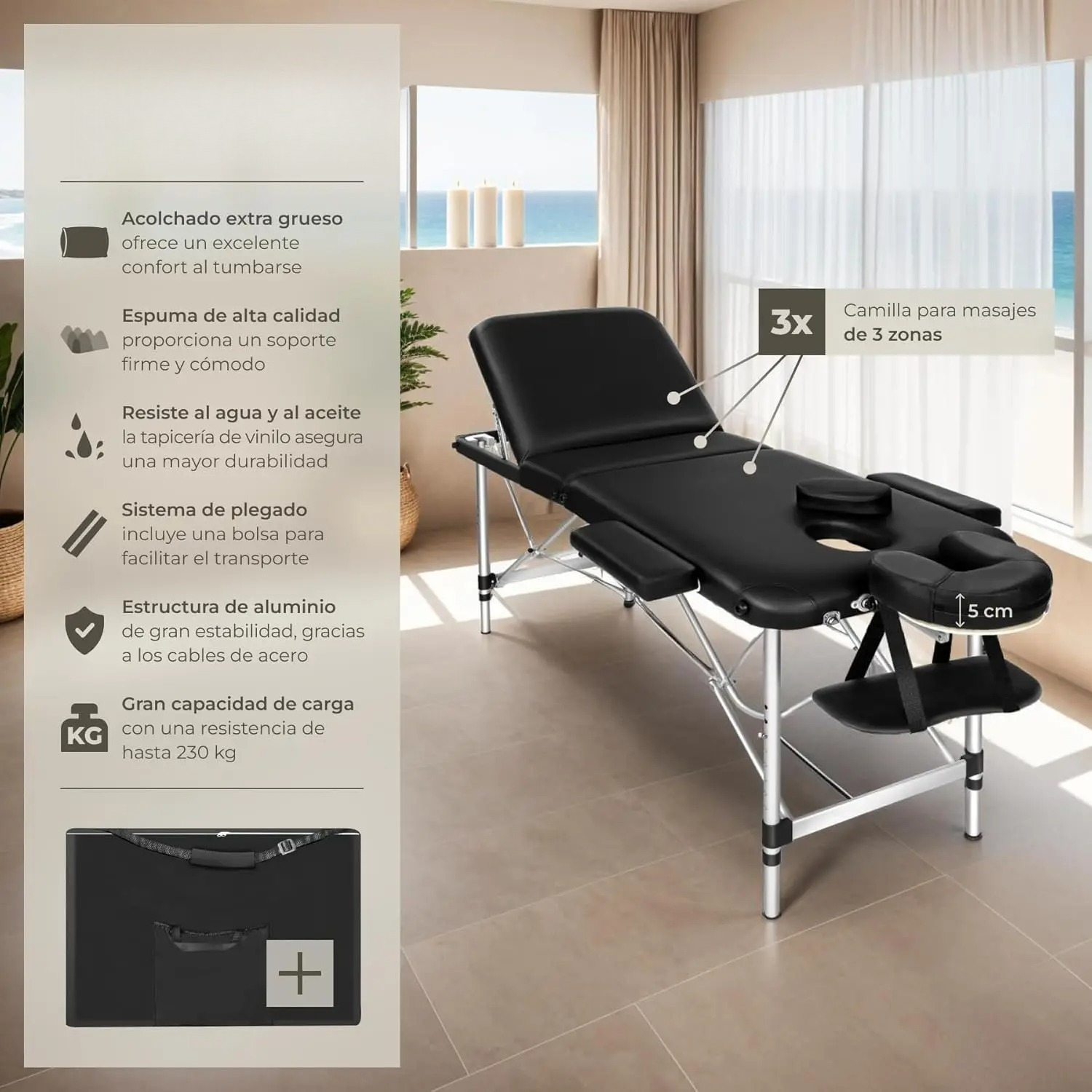 Mesa de masaje plegable, fisioterapia profesional, quiromasaje, tatuajes, Reiki, camilla estética profesional de aluminio